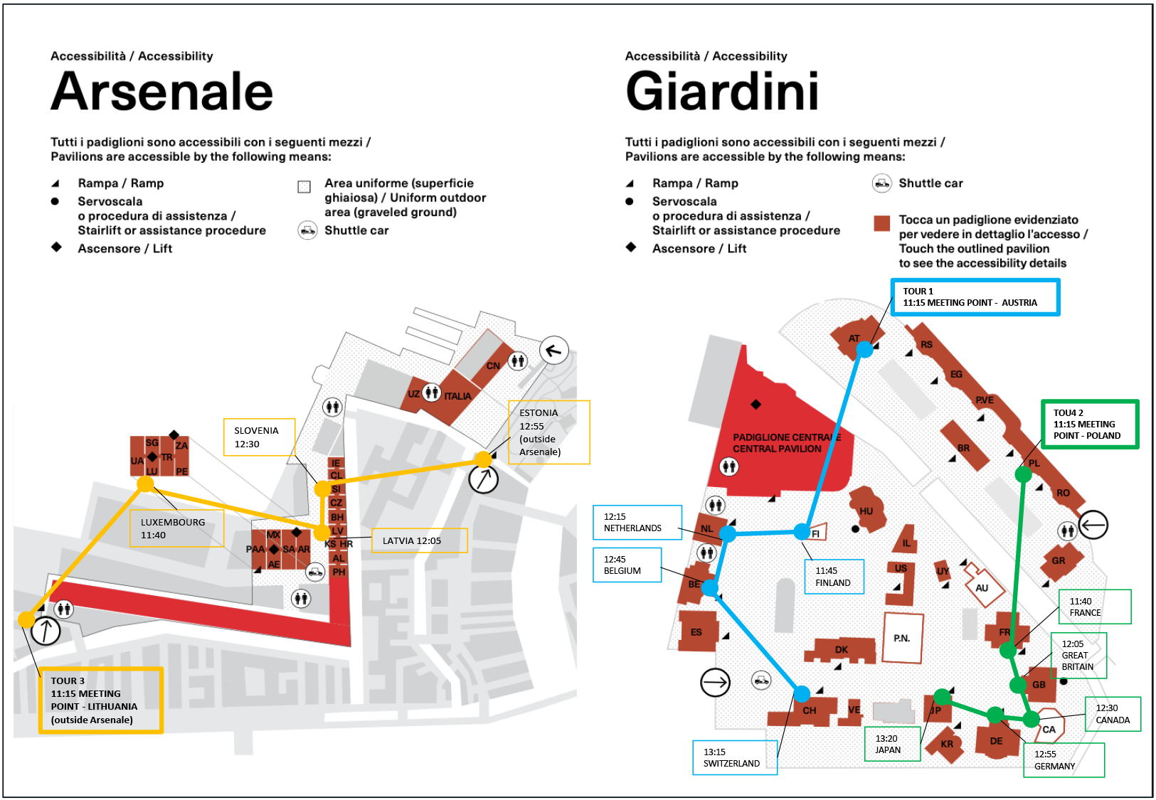 Pavilion tours map