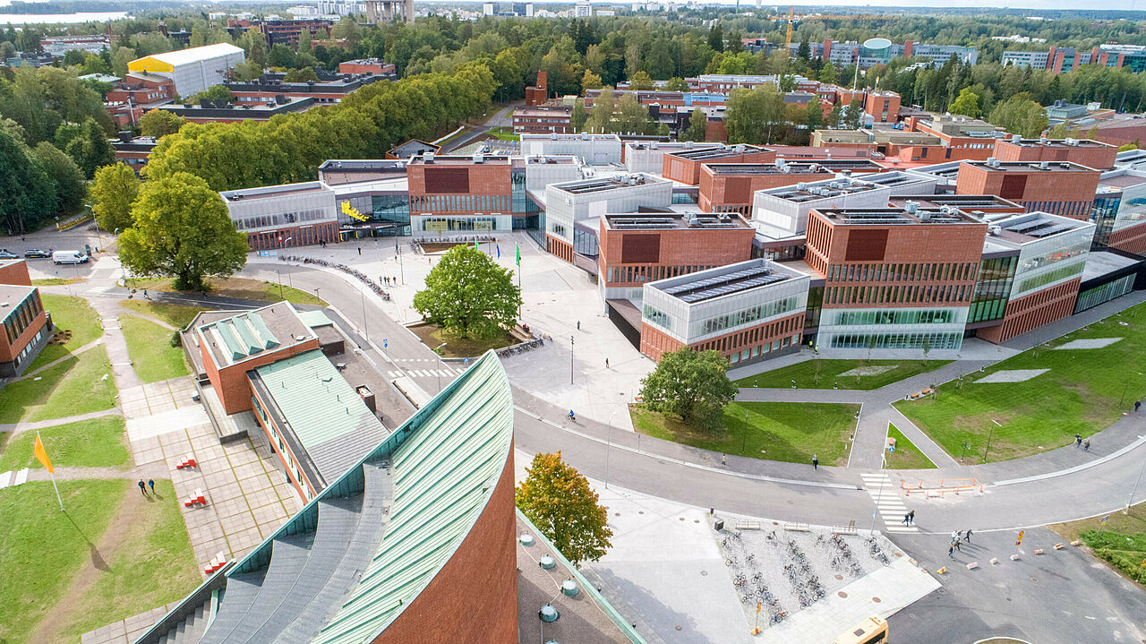 Ilmakuva kampusalueesta.