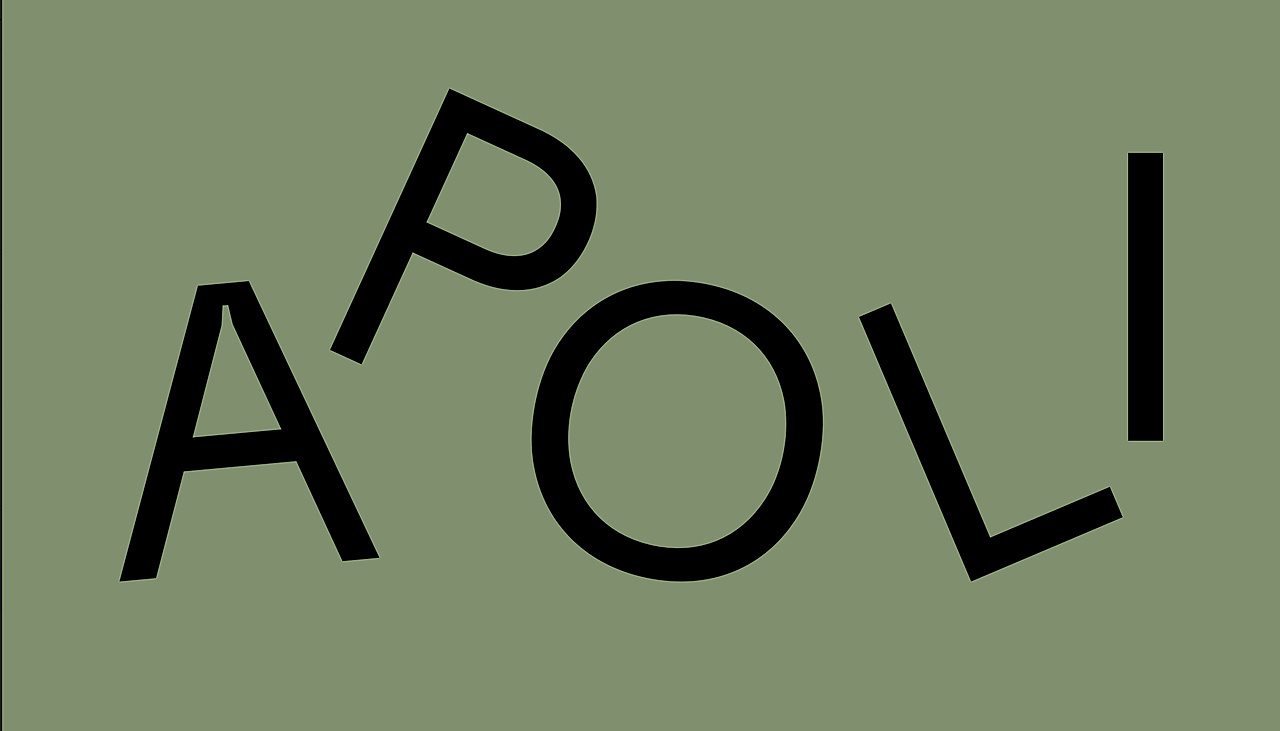 Vihreällä pohjalla logo, jossa teksti APOLI