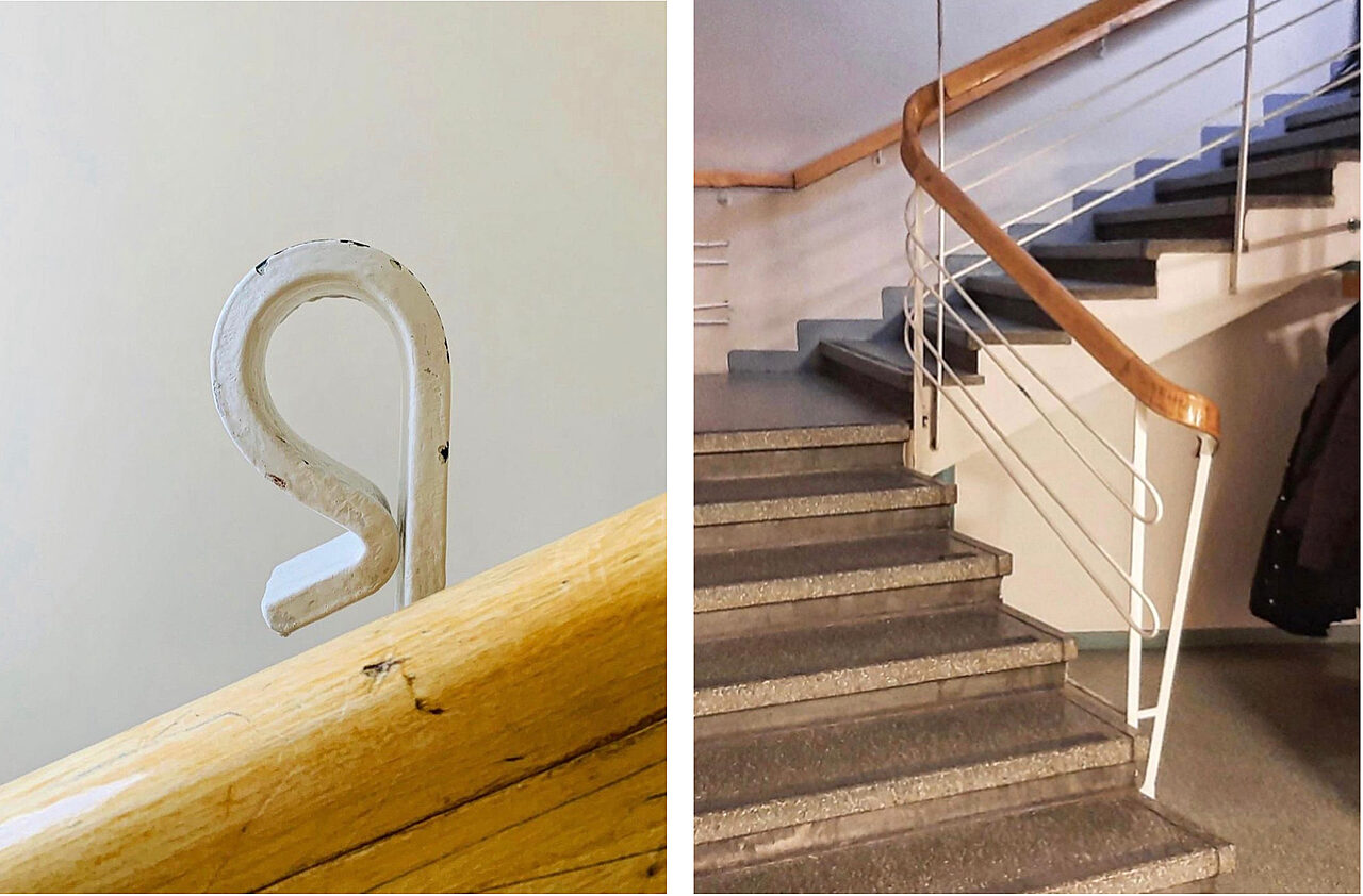 Yksityiskohtia 1950-luvun portaikosta