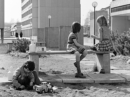 Old photo of kids on a playground