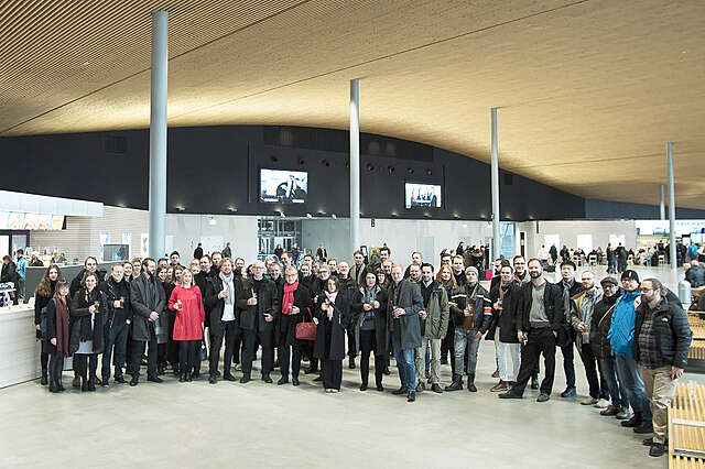 A large group of people at the airport.