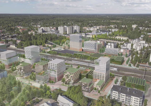 Ilmakuva kerrostaloalueesta.