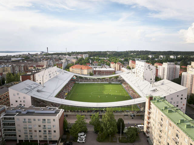 Ilmakuva stadionrakennuksesta.