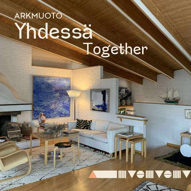 Kuva kauniista sisätilasta, päällä tekstiä