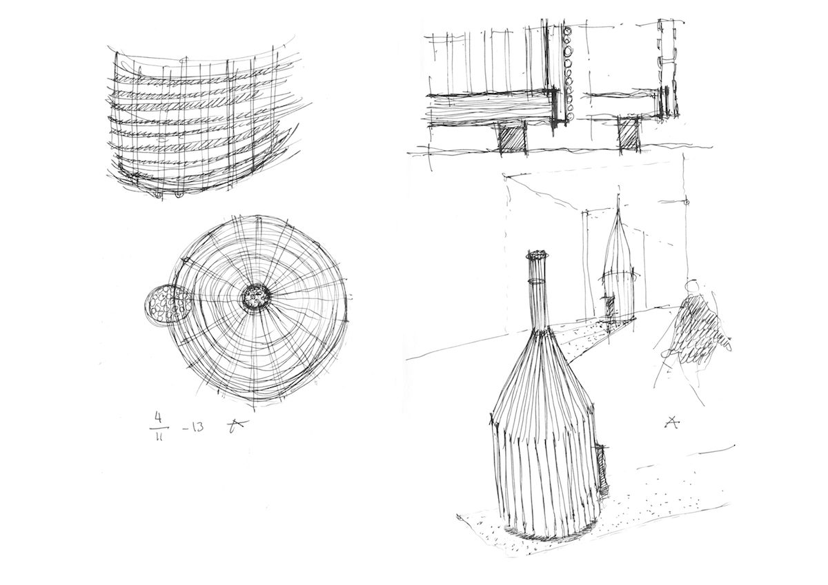 Sketches for the Re-Creation installation at Shenzhen biennale, 2014 © Lassila & Hirvilammi Architects.