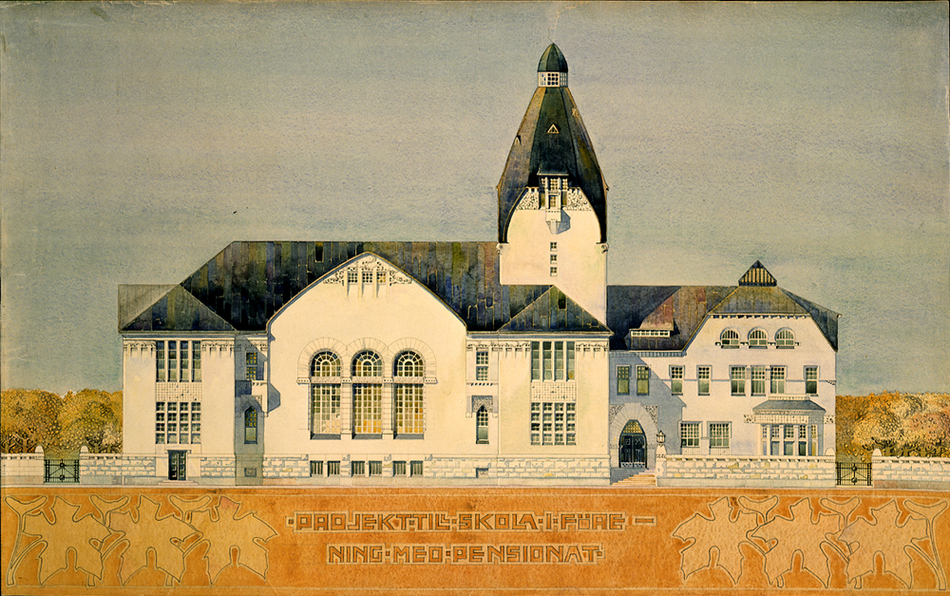 Uno Ullberg. Koulutyö nimeltä "Koulu ja pensionaatti", 1903. Kuva: Arkkitehtuurimuseo