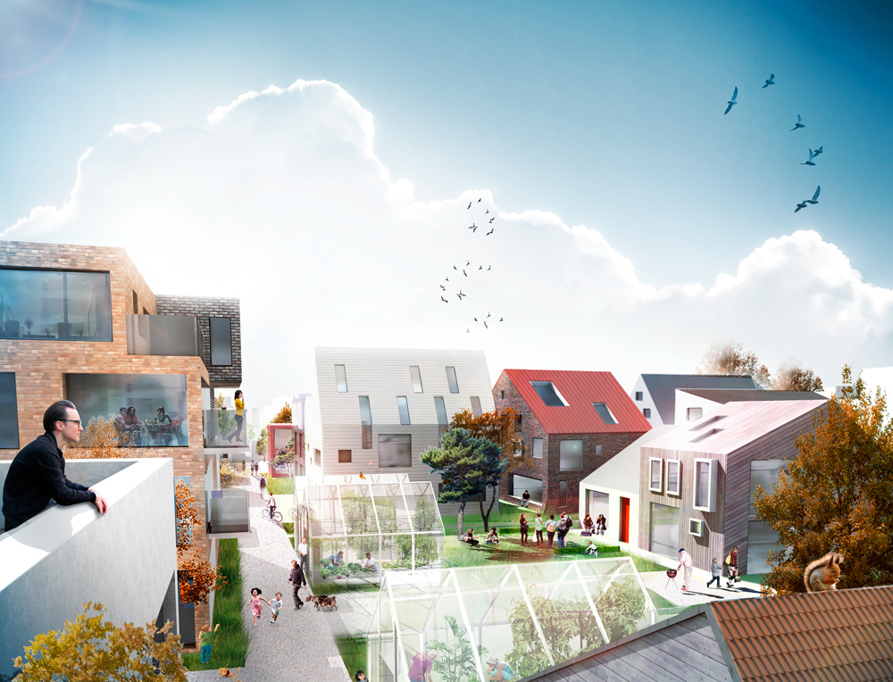 Rendering of the future Ravirata area designed by Mandaworks + Hosper Sweden.