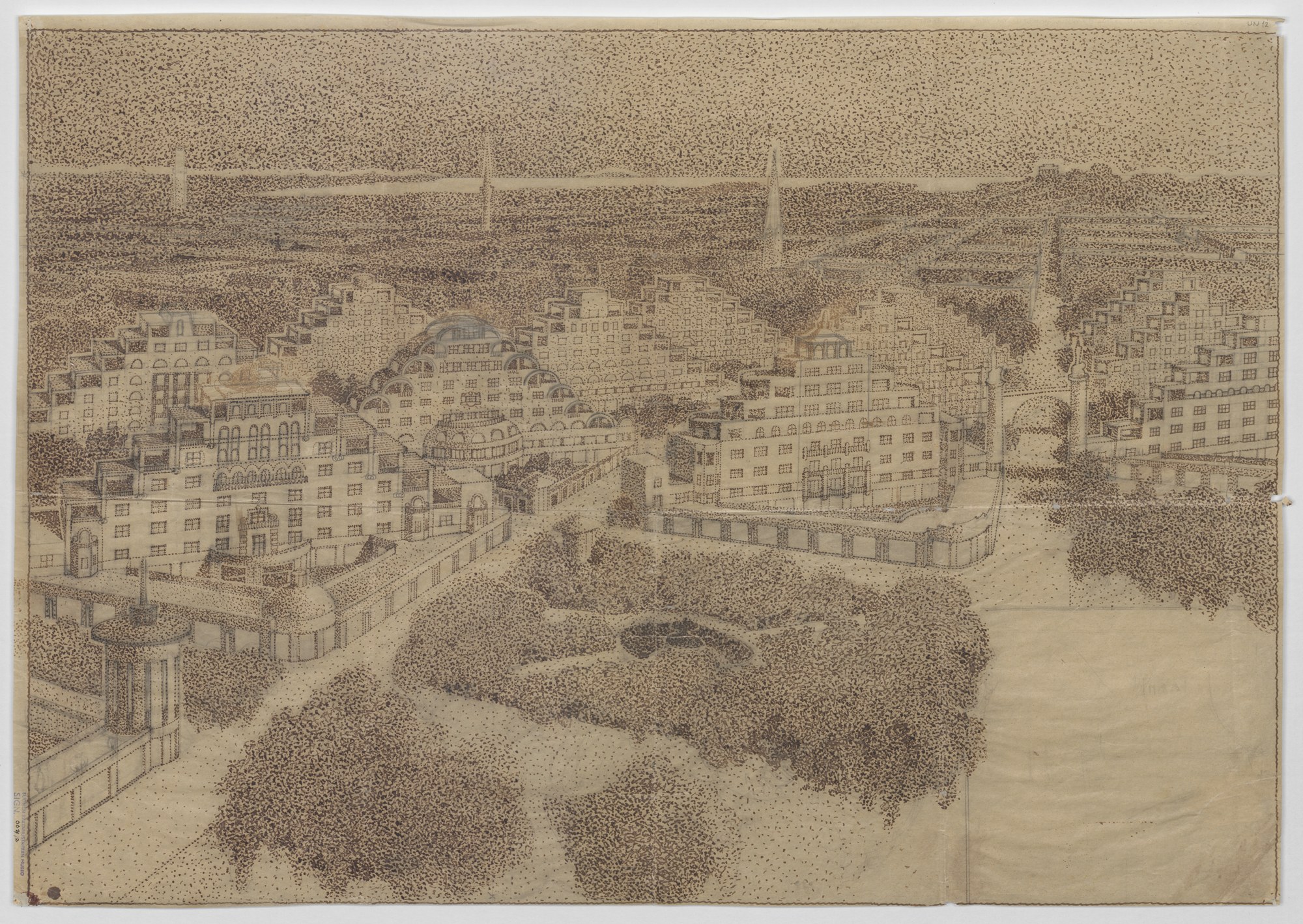 Usko Nyström: Kaupunkifantasia 1910-luku © Arkkitehtuurimuseo.