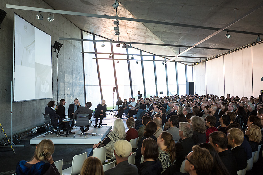 Lecture event at the Alvar Aalto exhibition opening at Vitra Design Museum. Photo credit: Bettina Matthiesen, Kuvasto 2014.