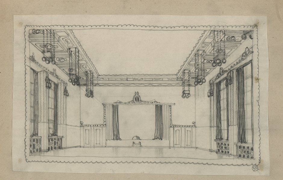 Design for the ball room of the New Student House [Uusi Ylioppilastalo], drawing by Armas Lindgren. Designed 1909–10, constructed 1924–25. Image by courtesy of Museum of Finnish Architecture.