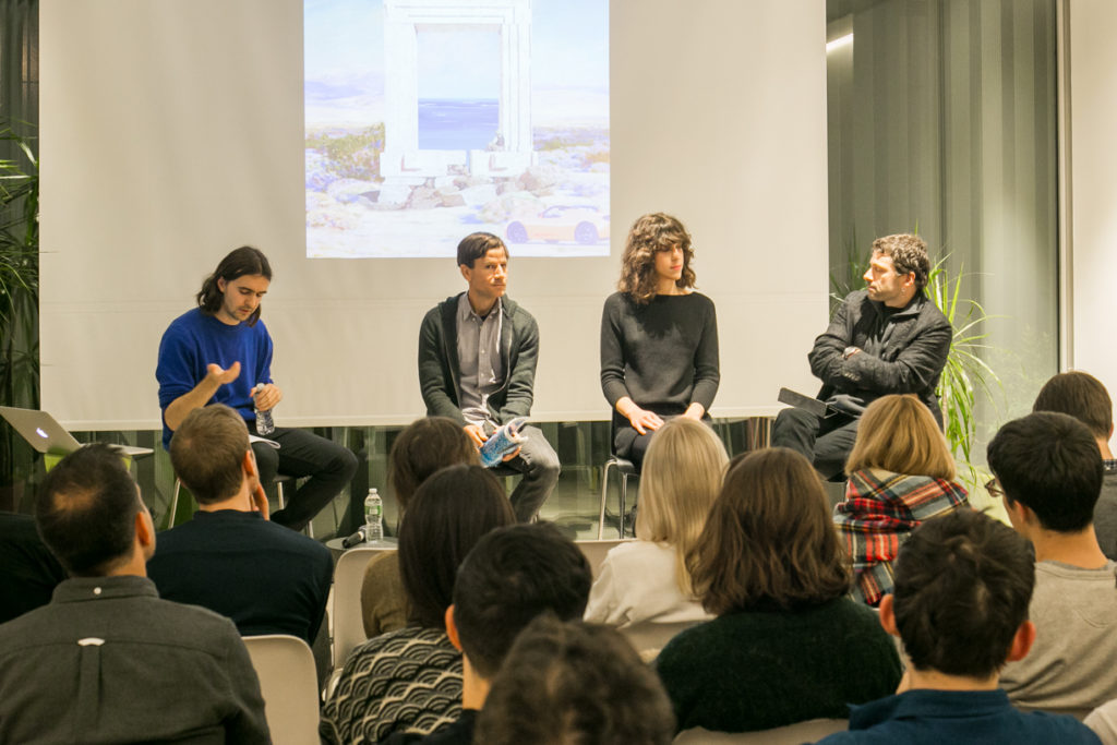 The Ultimate Exit event at Van Alen Institue on 11 Dec 2014. From the left: Martti Kalliala, Geoff Manaugh, Andrea Crespo and Ed Keller. Photo credits: Van Alen Institute.