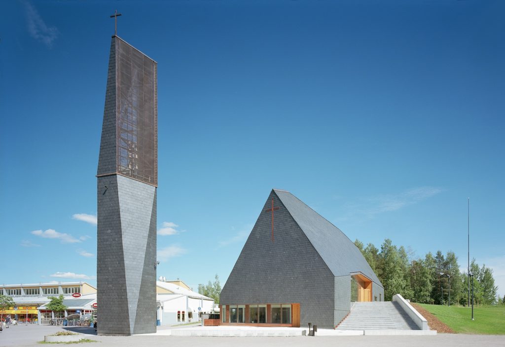 Kuokkala Church by Lassila Hirvilammi Architects, competition in 2006, completed in 2010. Photo: Jussi Tiainen, by courtesy of OOPEAA.