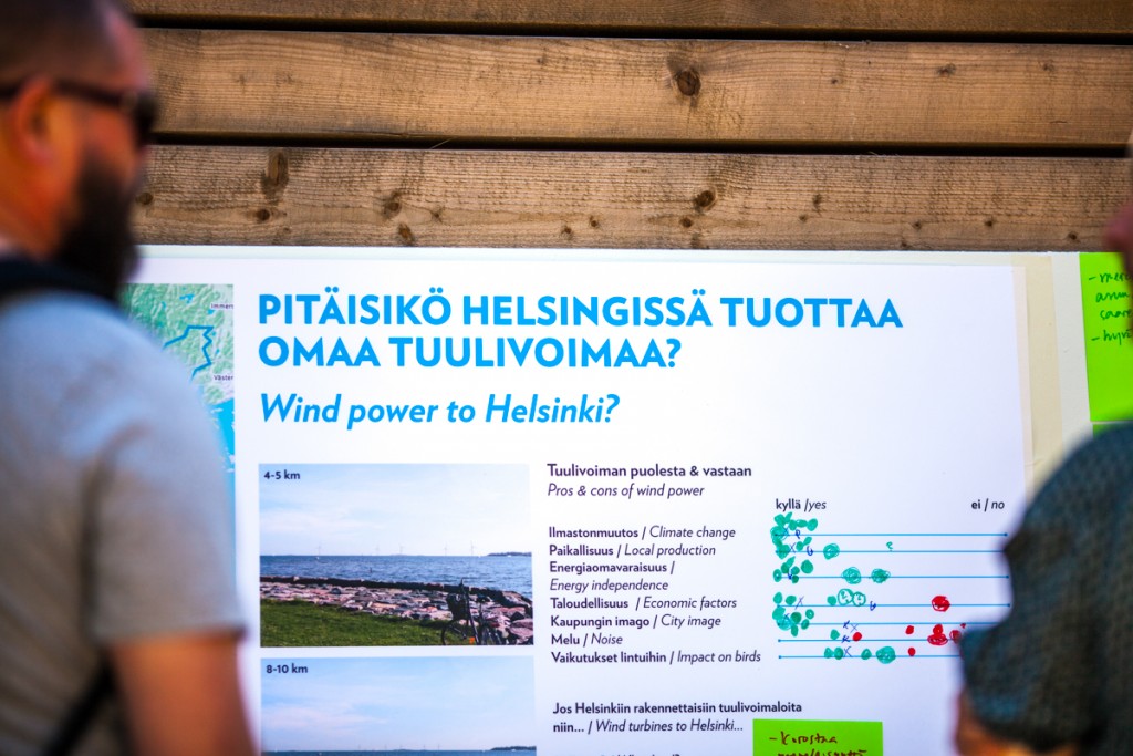 Eniten plussia Helsinkiin mahdollisesti rakennettava tuulivoima sai myönteisestä vaikutuksesta ilmastonmuutokseen, paikallisuudesta, energiaomavaraisuudesta ja vaikutuksesta kaupungin imagoon. Miinuksia saivat melu sekä vaikutukset lintuihin. 