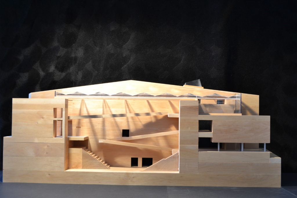 Image of the scale model for the Tampere Music Academy. Kouvo & Partanen Architects.