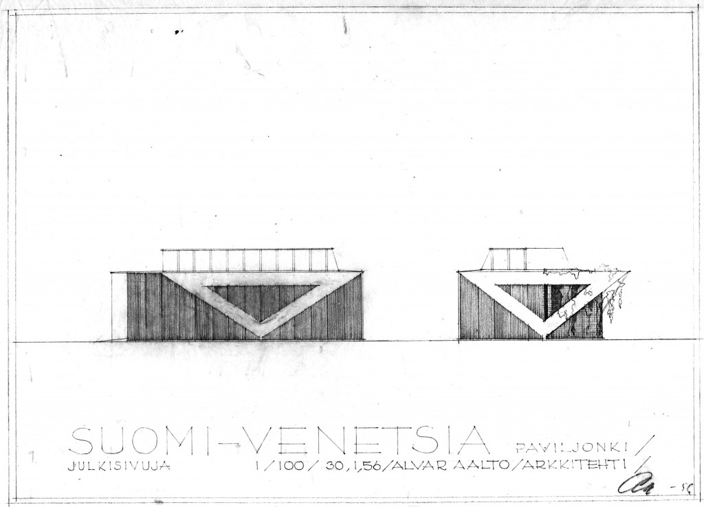 Paviljongin varhainen julkisivututkielma. © Alvar Aalto Säätiö