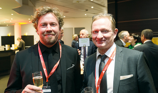Tuomas Silvennoinen ja Jarkko Salminen MIPIM-palkintojenjakogaalassa Cannesissa.
