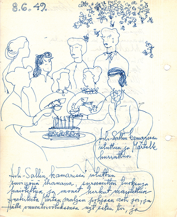 Märta Blomstedt's 50 year birthday party in 1949. illustration: Architecta’s archives, The National Archives of Finland