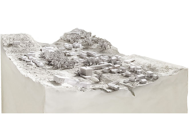 A model of a small city or neighbourhood.